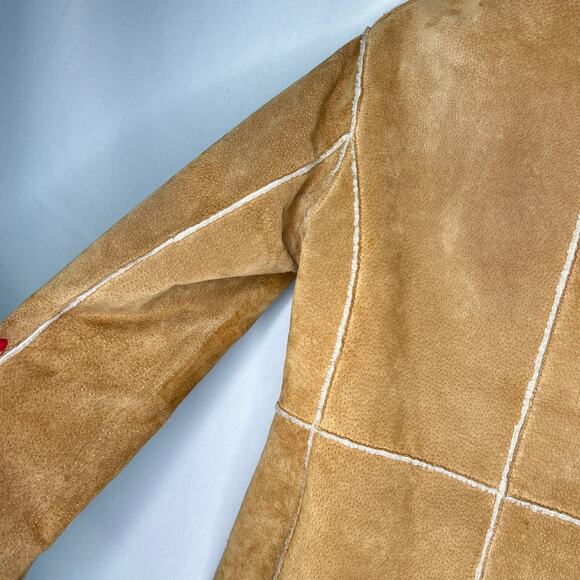 EMC Brown Leather Suede Zip Fur Lined Jacket Size Medium - Picture 10 of 14